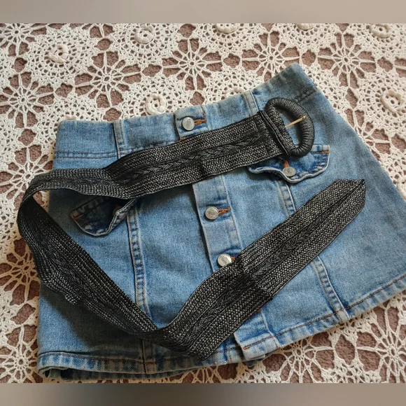 RARE Vintage 80s Black Woven Gothic Retro Bohemian Braided Belt - Picture 7 of 12